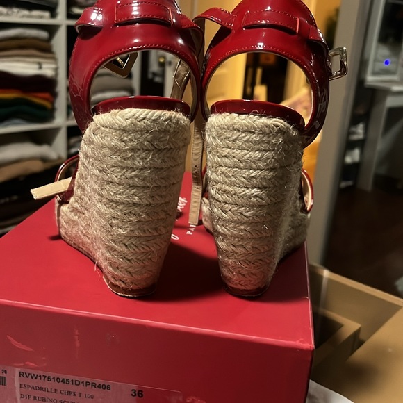 Roger Vivier Espadrille patent leather red Wedge. Authentic - Picture 6 of 9